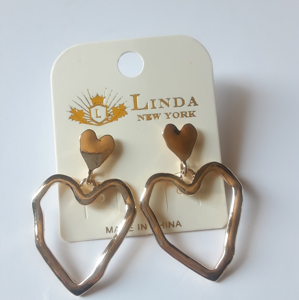 Linda New York Double Hearts Earrings